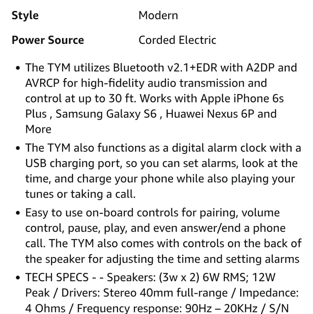 GOgroove BlueSYNC TYM Bluetooth Wireless Stereo Speaker & Wooden Alarm Clock - Picture 13 of 13